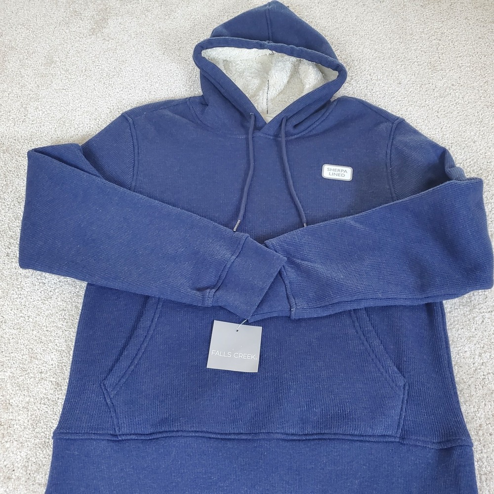 Falls Creek Men's Sherpa Pullover Hoodie Size S Small Blue NWTGS